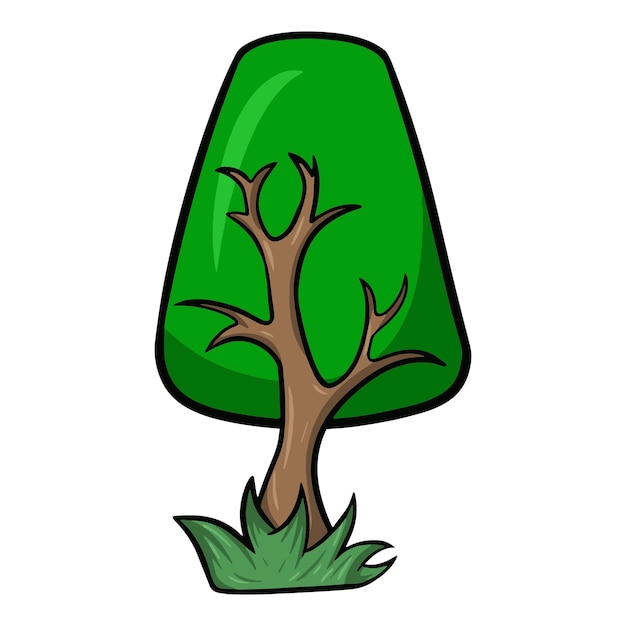 Straight cartoon tree with a beautiful crown vector illustration design element