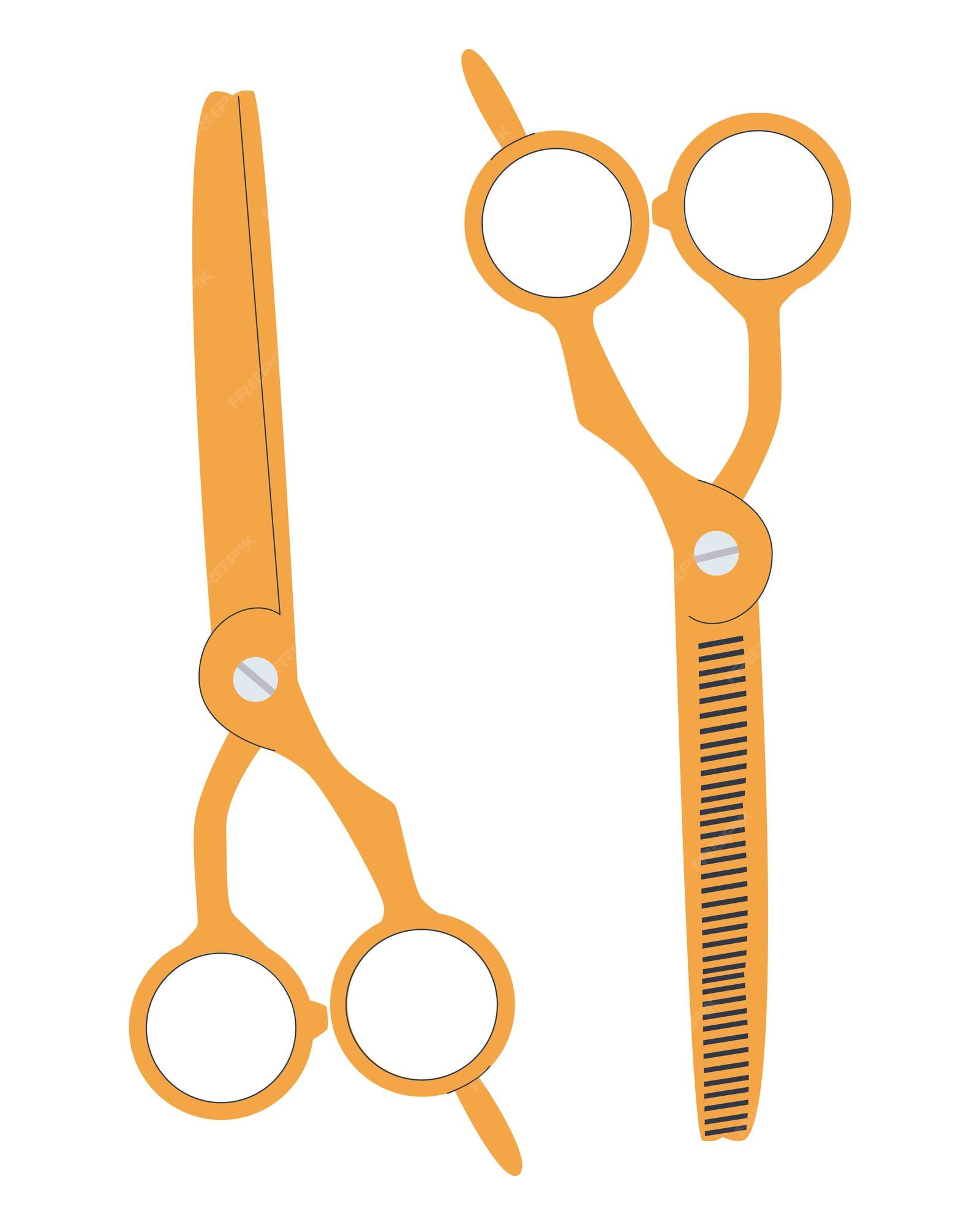 Premium Vector | Straight scissors for cutting hair thinning scissors a set  of tools for a hairdresser a groomer