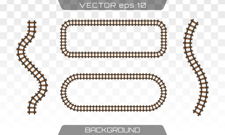 Vector straight tracks rails. concept of train transportation, metro, logistics and railroad. flat. 