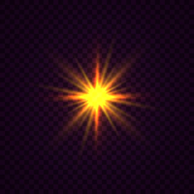 Stralende ster, de zon deeltjes en vonken met een hoogtepunt effect
