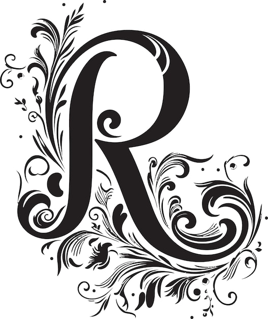 Vector stralende wervelingen verlichte letter r vector renaissance aura tijdloze lettertype r vector art