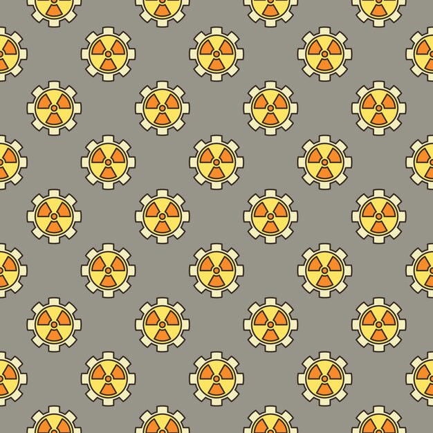 Straling en Cog Wheel vector gekleurd naadloos patroon