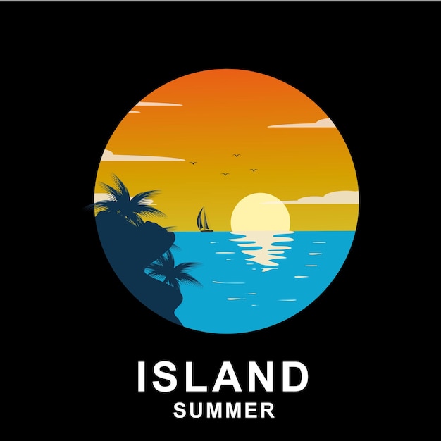 strand en eiland logo ontwerp vector ontwerp van cirkelvormige strand iconen