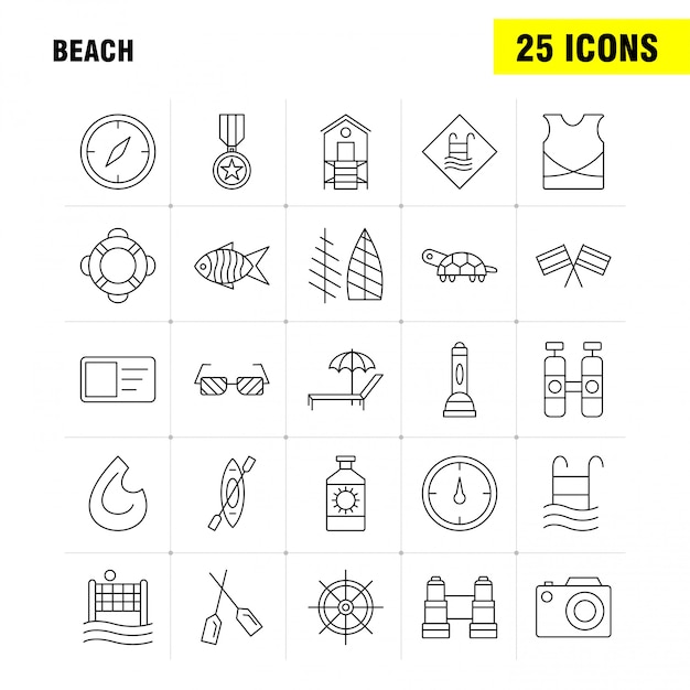 Strand lijn pictogram