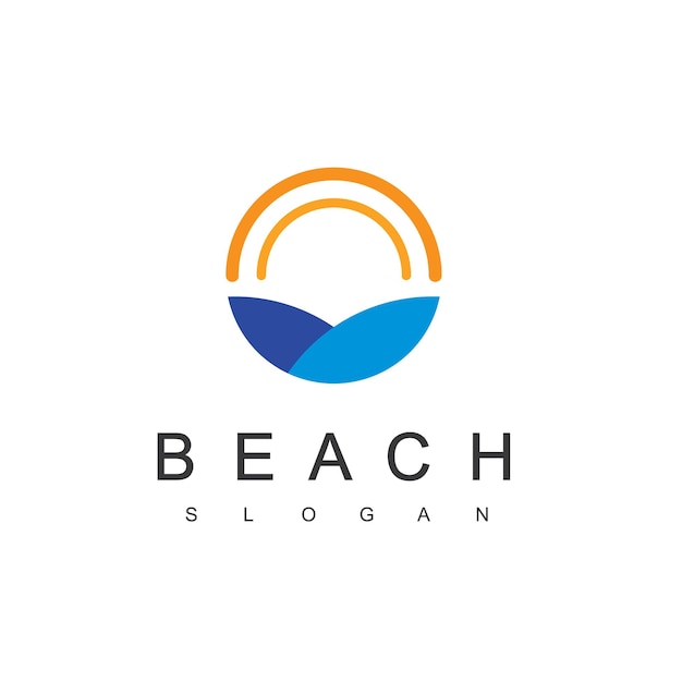 Strand Oceaan Zee Water Logo Sjabloon