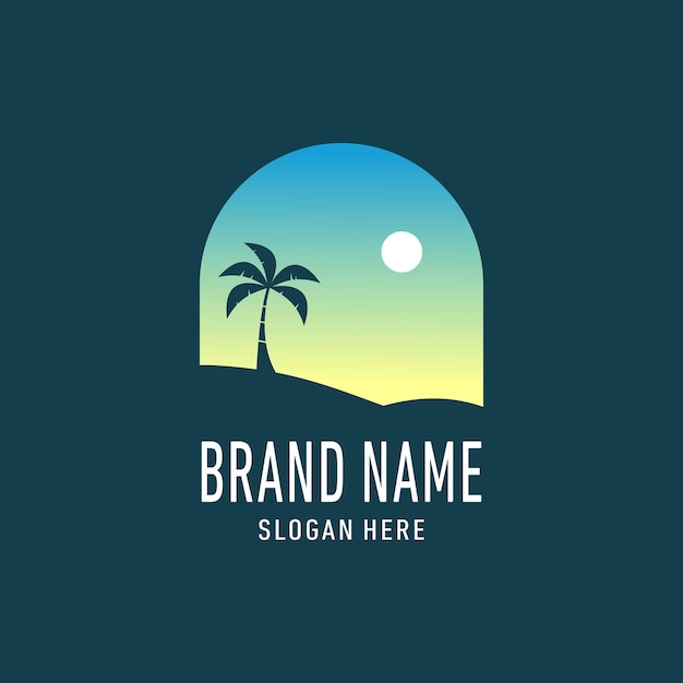 Strand silhouet landschap logo ontwerp illustratie