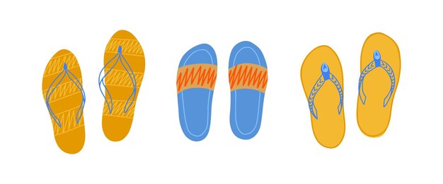 Strand slippers schattig hand getrokken vectorillustratie holiday schoeisel