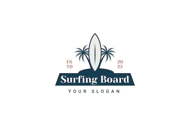 Strand Surfplank Logo Vector Icon Illustratie