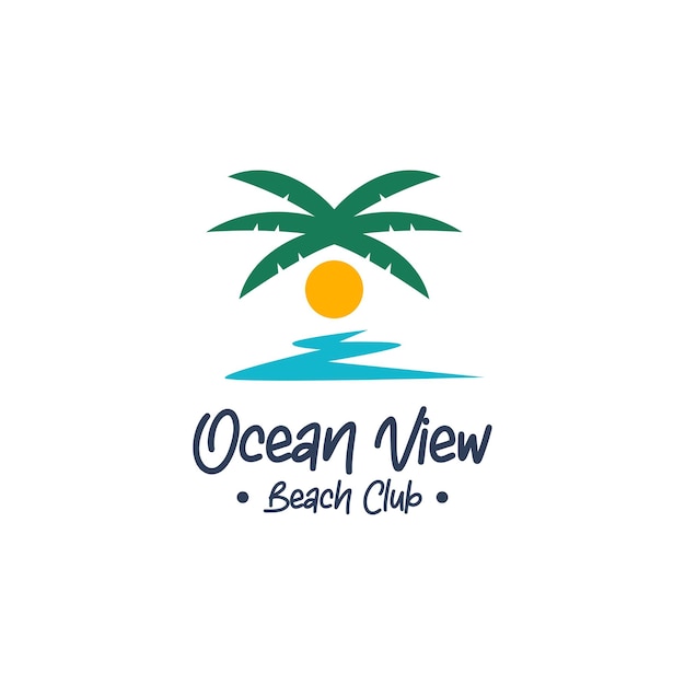 strand vlakke afbeelding pictogram logo ontwerp