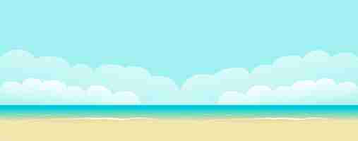 Vector strand zee panorama landschap vector achtergrond of paradijs kust kust resort met golvende oceaan