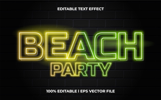 strandfeest lettertypestijl, neon 3d tekst voor tittel.