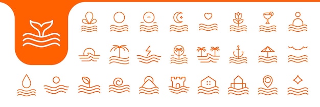Vector strandlijnen icoon set collectie ontwerp vector