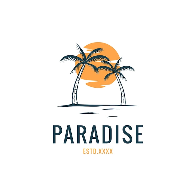 Strandparadijs logo ontwerp vectorillustratie