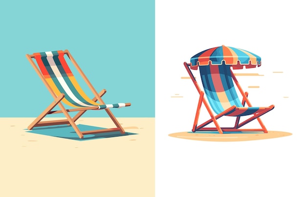 Strandstoel vector illustratie kleurrijk Strandstoel met parasol