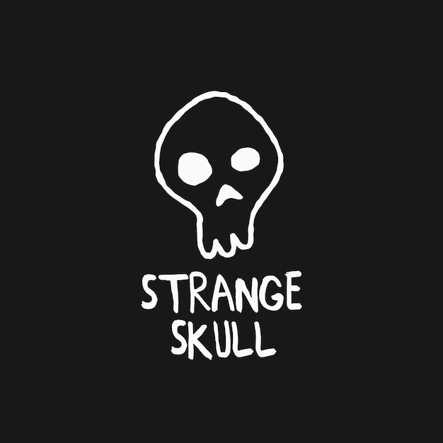 Strange skull abstract vector logo template illustrazione disegnata a mano con texture scadenti isolate