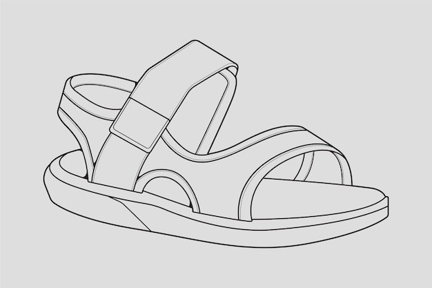 Vector strap sandals outline drawing vector strap sandals in a sketch style