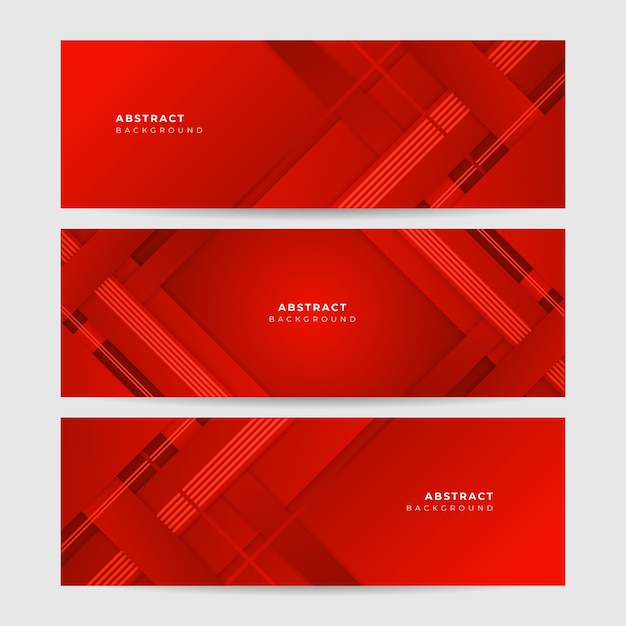 Strapes Red Abstract Memphis Geometric Wide Banner Design Background