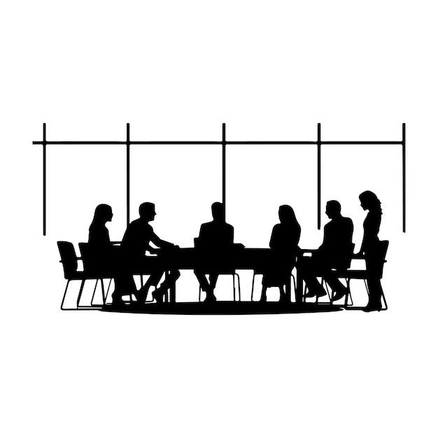 Strategic business meeting silhouette clipart black and white