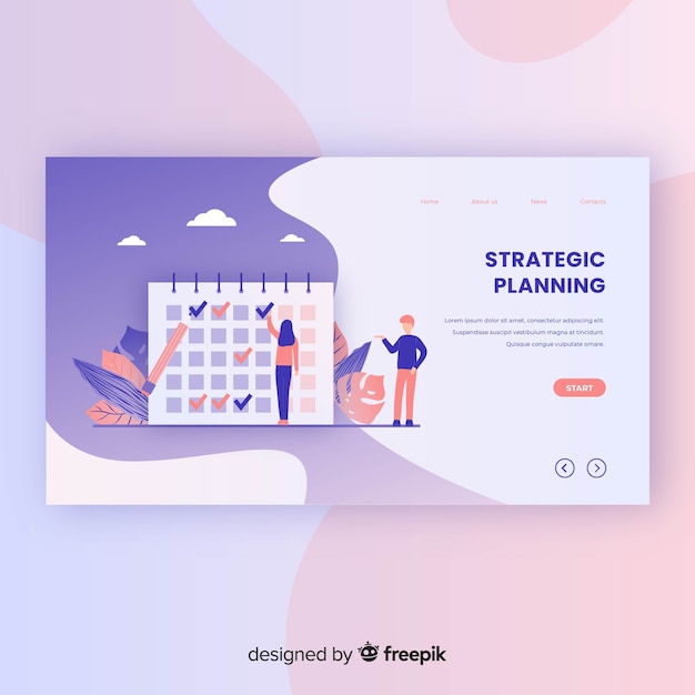 Vector strategic planning landing page template