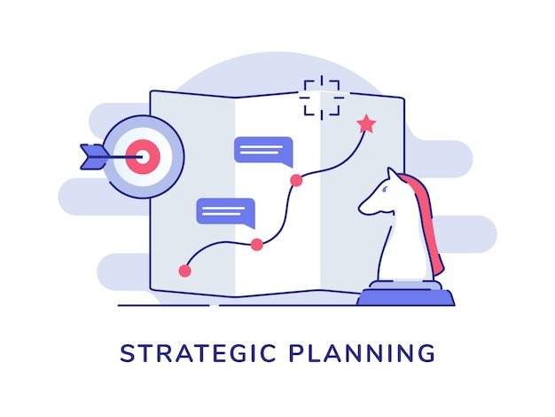 Vector strategic planning route pointer map