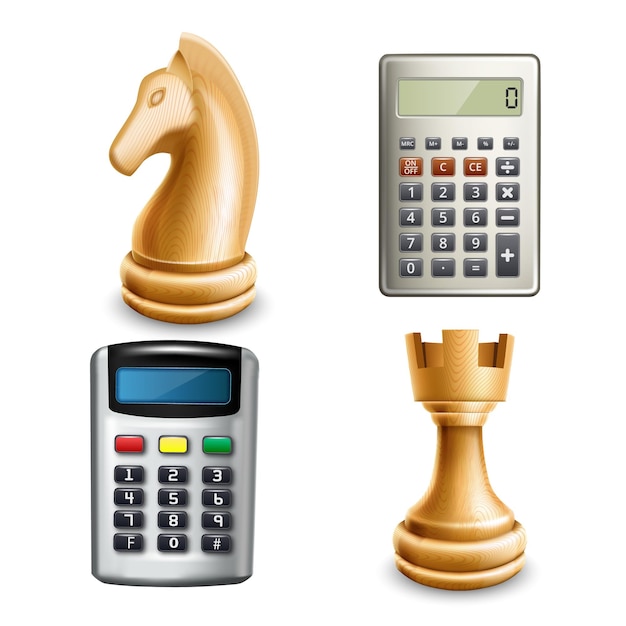 Strategy business accessories and chess set vector