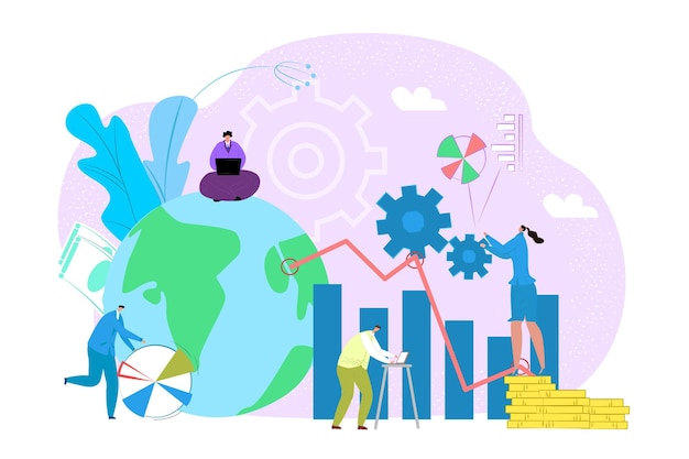 Strategy development of business goal marketing vision planning concept vector illustration Innovation projects strategical solutions Crisis