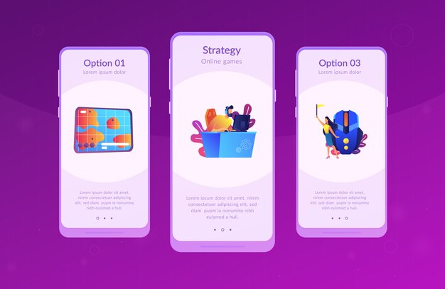 Strategy online games app interface template.