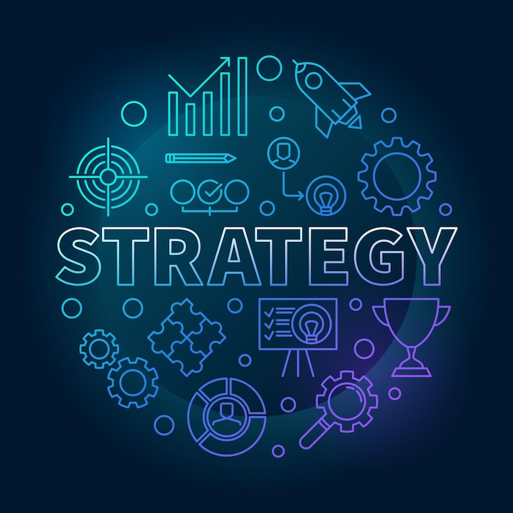 Vector strategy round blue outline vector illustration