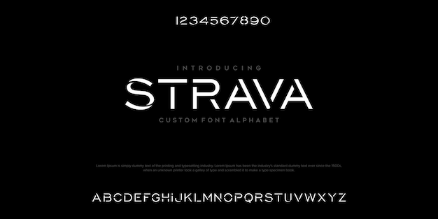 Strava abstracte minimale moderne alfabet lettertypen typografie technologie vectorillustratie