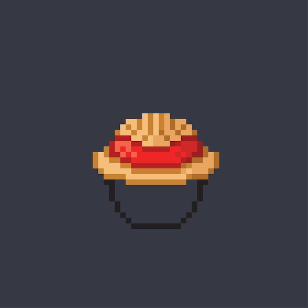 straw hat in pixel style