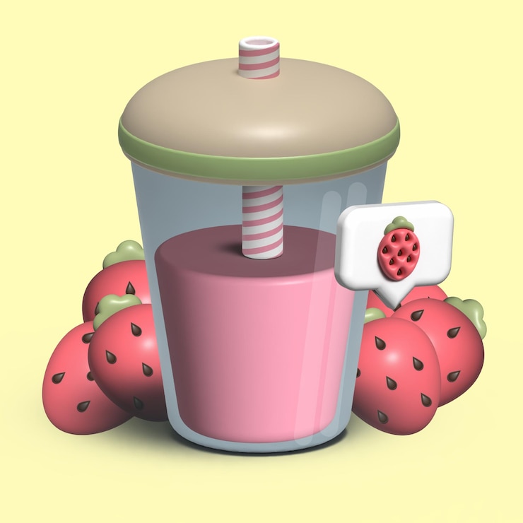 Vector strawberries milkshake illustration