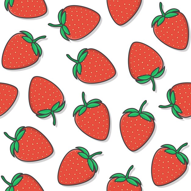 Strawberries seamless pattern on a white background. fresh strawberry icon vector illustration