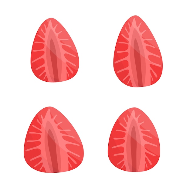흰색 벡터 재고 일러스트 레이 션에 고립 된 딸기 슬라이스