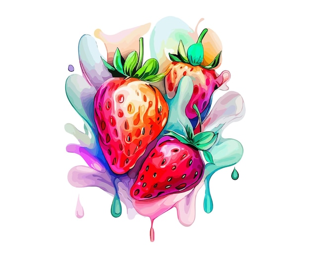 Strawberries Watercolor Clipart