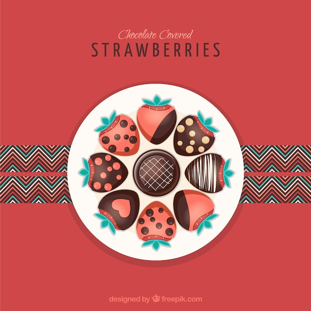 Vector strawberries with chocolate