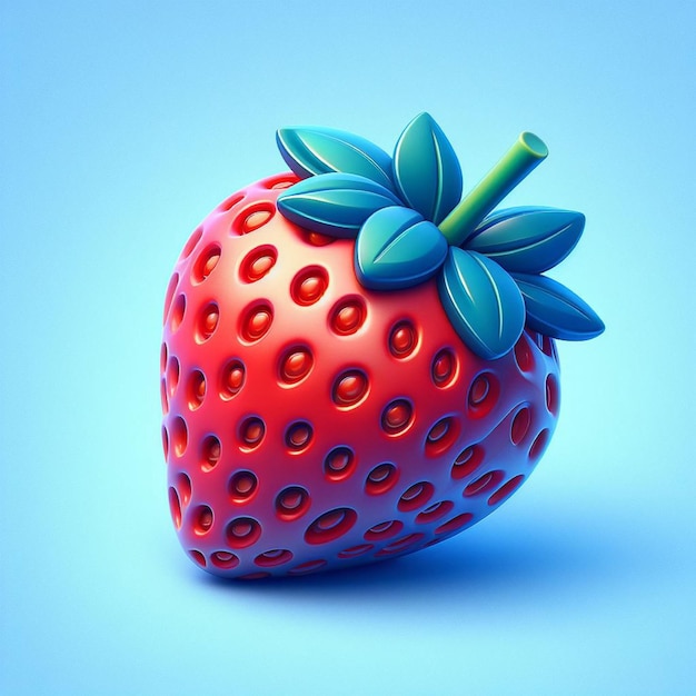 strawberry 3d fruit icon