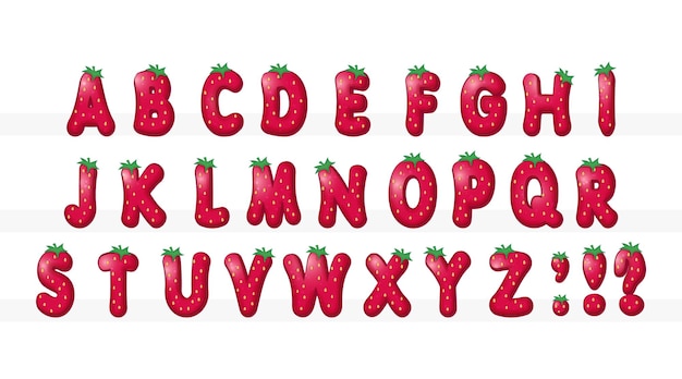 Vector strawberry alphabet az and symbol illustration