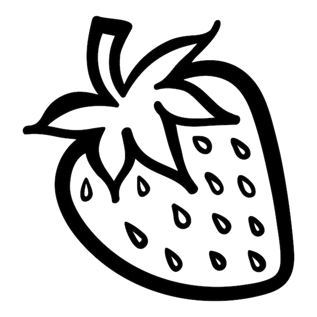 Клубничная ягода монохромный черно-белый изолированный эскиз линии искусства вектор значок