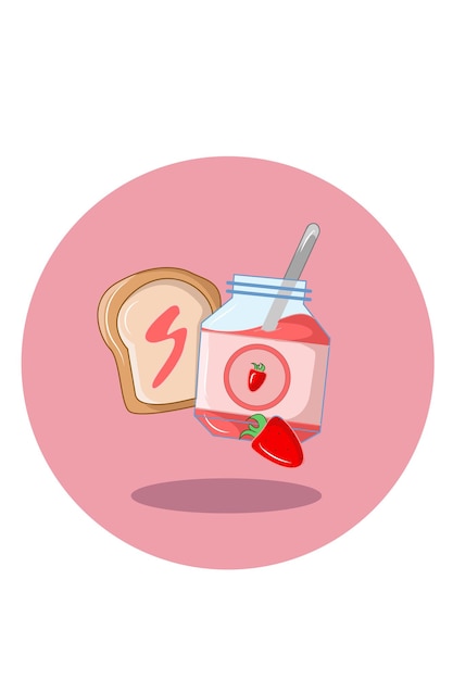 Strawberry bread jam vector illustration