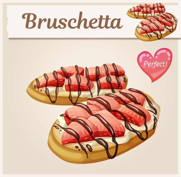 Strawberry bruschetta icon Cartoon vector illustration