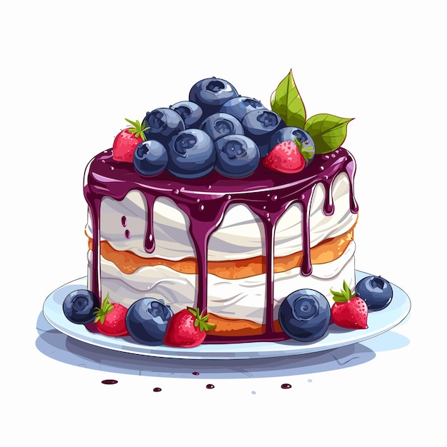 벡터 ⁇  바탕에 분홍색 크림과 딸기와 함께 딸기 케이크