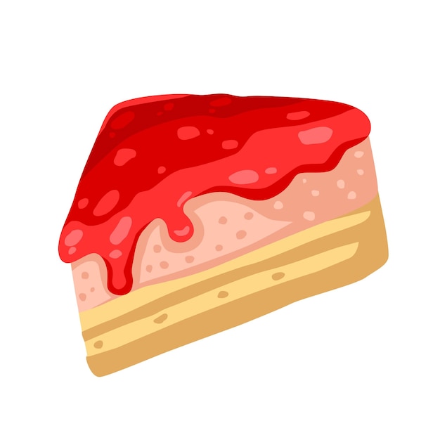 Vector strawberry cake with strawberry jam cartoon vector illustration