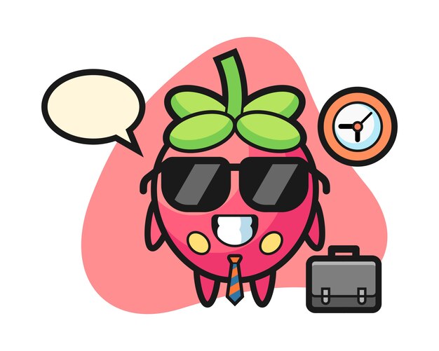 Vector strawberry cartoon as a businessman