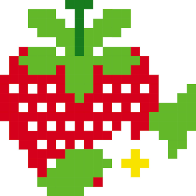 Strawberry cartoon icoon in pixel stijl