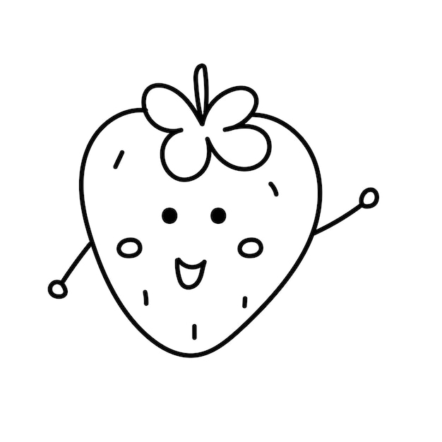 Strawberry cartoon Vector illustration in doodle style