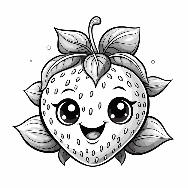 Vector strawberry cartoon vector illustration nature concept isolated premium mascot fruit coloring page