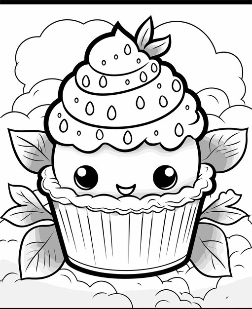 Strawberry cartoon vector illustration nature concept isolated premium mascot fruit coloring page