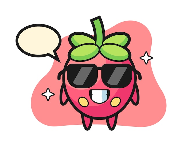 Strawberry cartoon with cool gesture