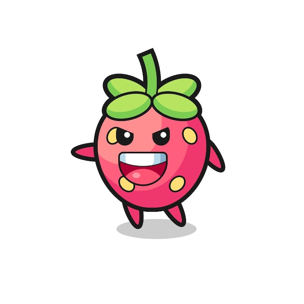 Strawberry cartoon with very excited pose cute style design for t shirt sticker logo element