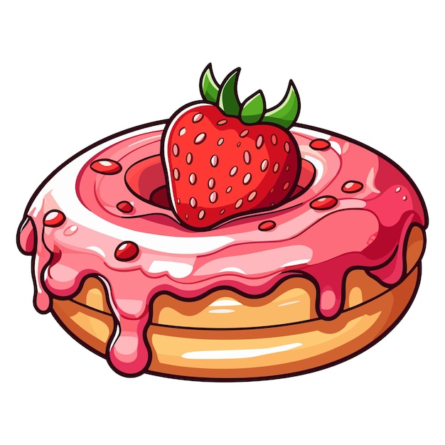 Vector strawberry champagne donut clip art illustratie